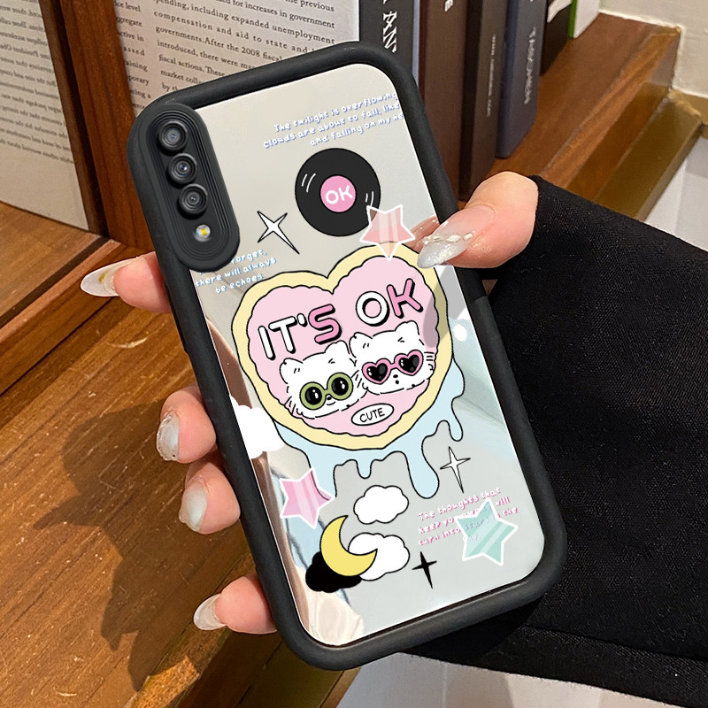 Casing Hp Untuk Samsung Galaxy A7 2018 Case Cute puppy couple Kasing silikon cermin Cesing Anti Crac