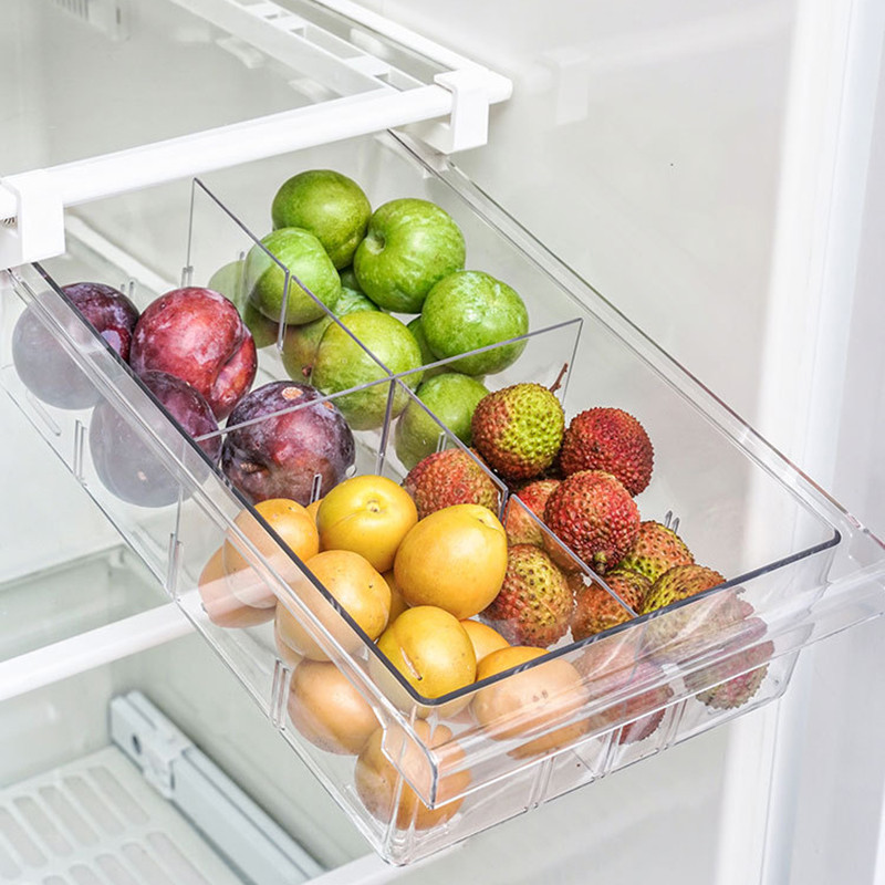 Transparent Fridge Organizer Divide Fridge Container Fruit Egg Refrigerator Storage Box Under-shelf