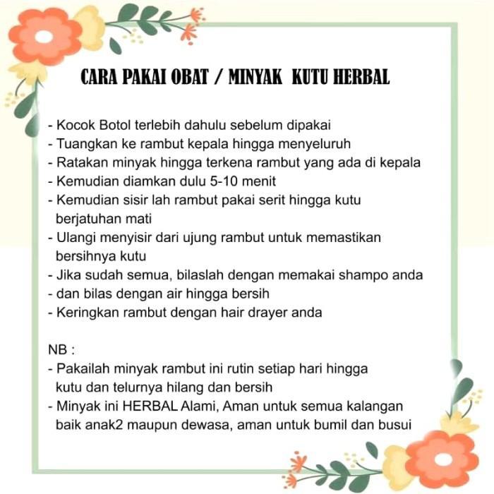 PEMBASMI KUTU RAMBUT PALING AMPUH / MINYAK RAMBUT PEMBASMI KUTU Haircare Kutu Rambut Dan Ketombe