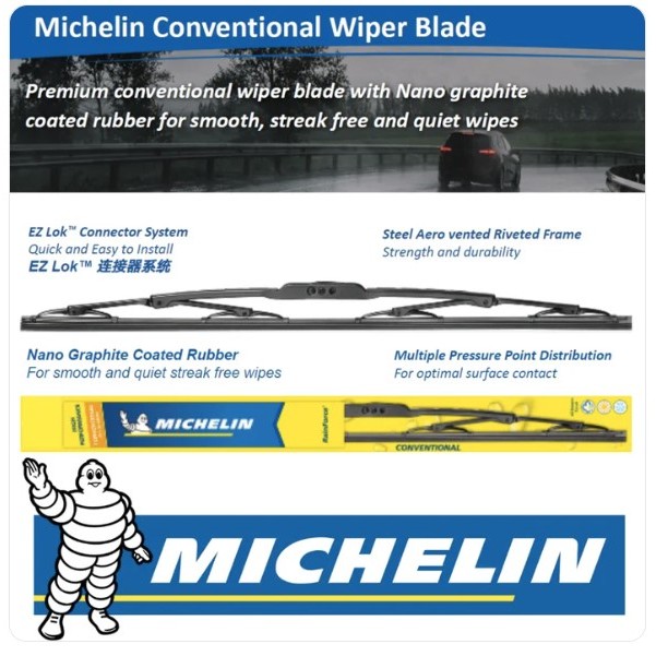 Wiper depan Toyota Calya 22 & 16 Michelin conventional blade ORIGINAL