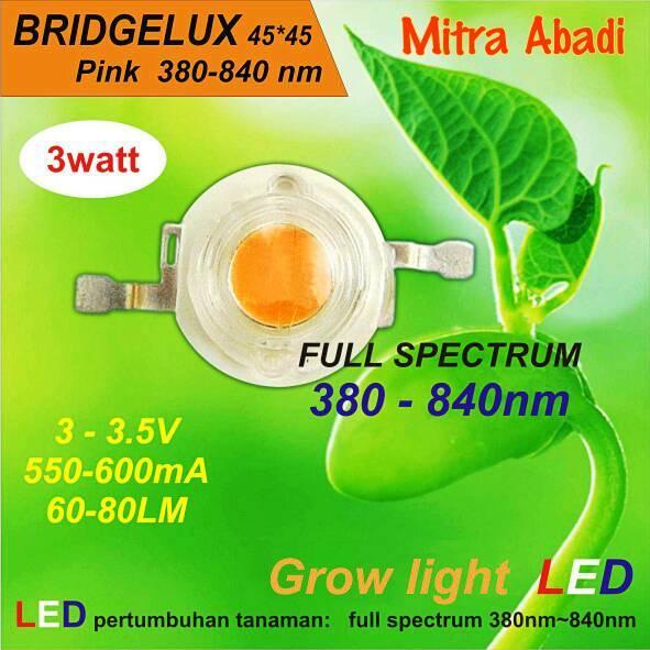 HPL 3W Bridgelux PINK Grow Plant 380-840 NM High Power LED