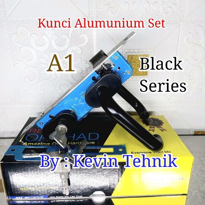 Kunci Pintu Alumunium set Hitam, Black, Kunci Handle Alumunium Hitam Kualitas Premium