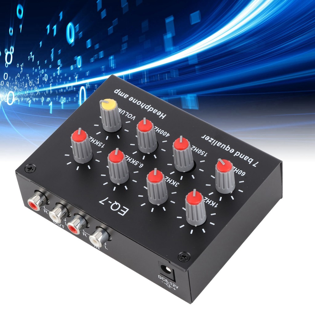 7 Band Sound Equalizer 12dB High Bass 7 Band Car Sound Equalizer Adjustment Dual Channel Digital