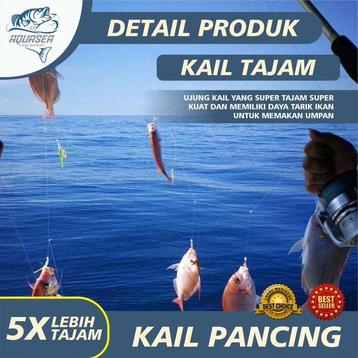 AQUASEA Kail Pancing Sabiki Kotrekan Kail Umpan Kulit Ikan Kawat Perak 6 Mata Kail Umpan Pancing