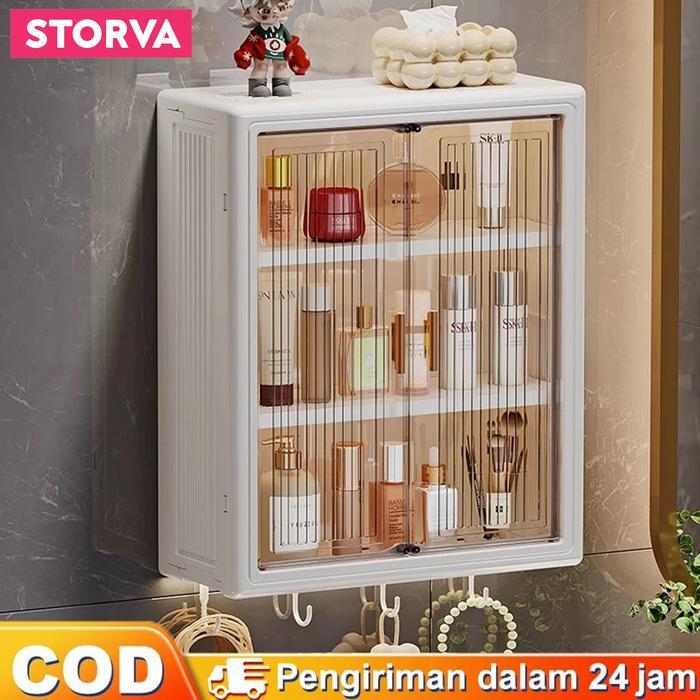 Rak Dinding Tempel Rak Kamar Mandi Tempel Rak Bumbu Dapur Dinding Plastik Dapur Lemari Dinding Anti