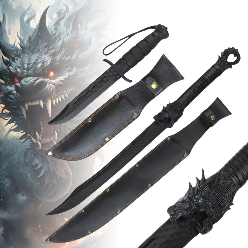 SPECIAL 30/75cm Plastic Dragon Katana Anime Cosplay Prop Damascus Sword Ninja Knife Laido Real Japan