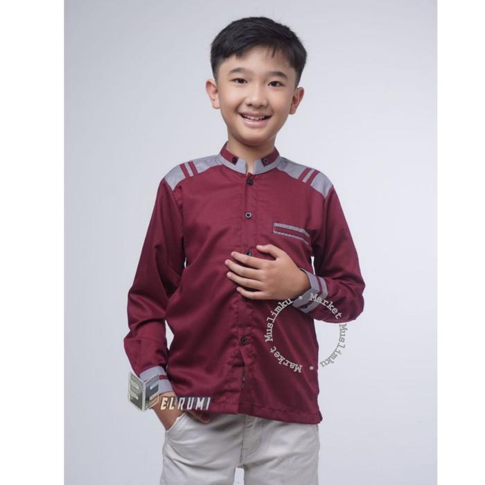TERLENGKAP BAJU KOKO ANAK LENGAN PANJANG EL RUMI MOTIF ADIDIZ - UKURAN 8-14 - BAHAN KATUN TOYOBO