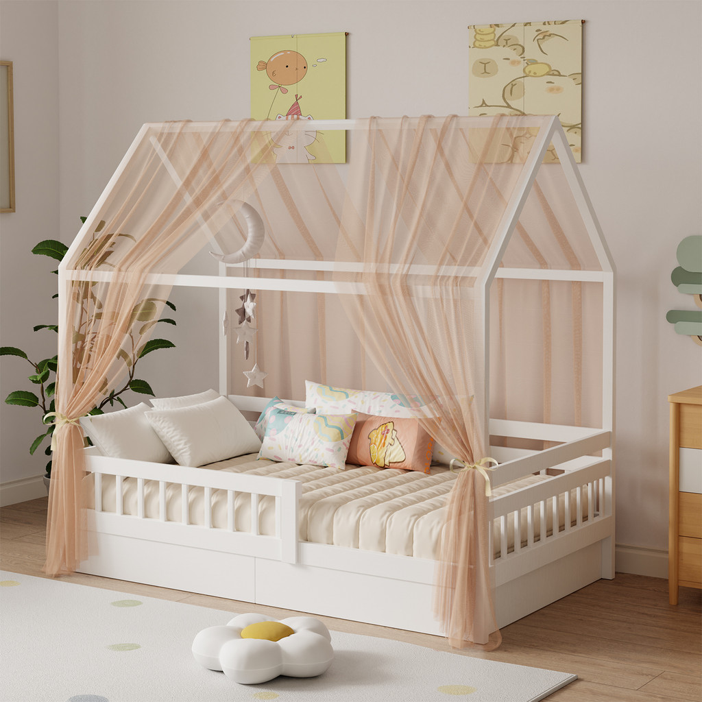 Bunk Bed Canopy 1/2-Piece Muslin Bunk Bed Canopy, Fabric Canopy for Bunk Beds Suitable for Bed