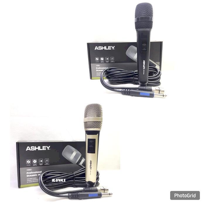 Mic Kabel Ashley Dm Voice Original Hitam Dan Gold Mik Microphone Mikrofon