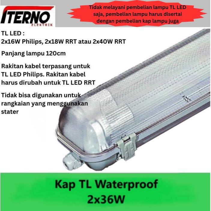 Kap Lampu Waterproof 2X36 2X36W Tl Led 2X16W Ip65