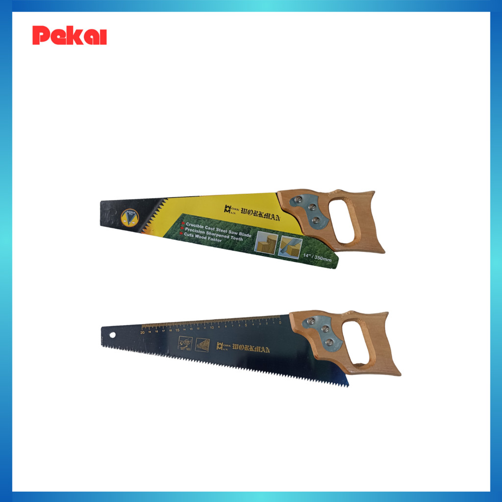 WORK MAN | Gergaji Potong Kayu 14 Inci | Gergaji Tangan Tajam Kuat Awet