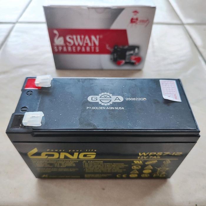 Swan Long Golden Agin Aki Accu Battery Baterai Tangki Sprayer Elektrik Ups 12V 7Ah 12 V 7 Ah Ampere