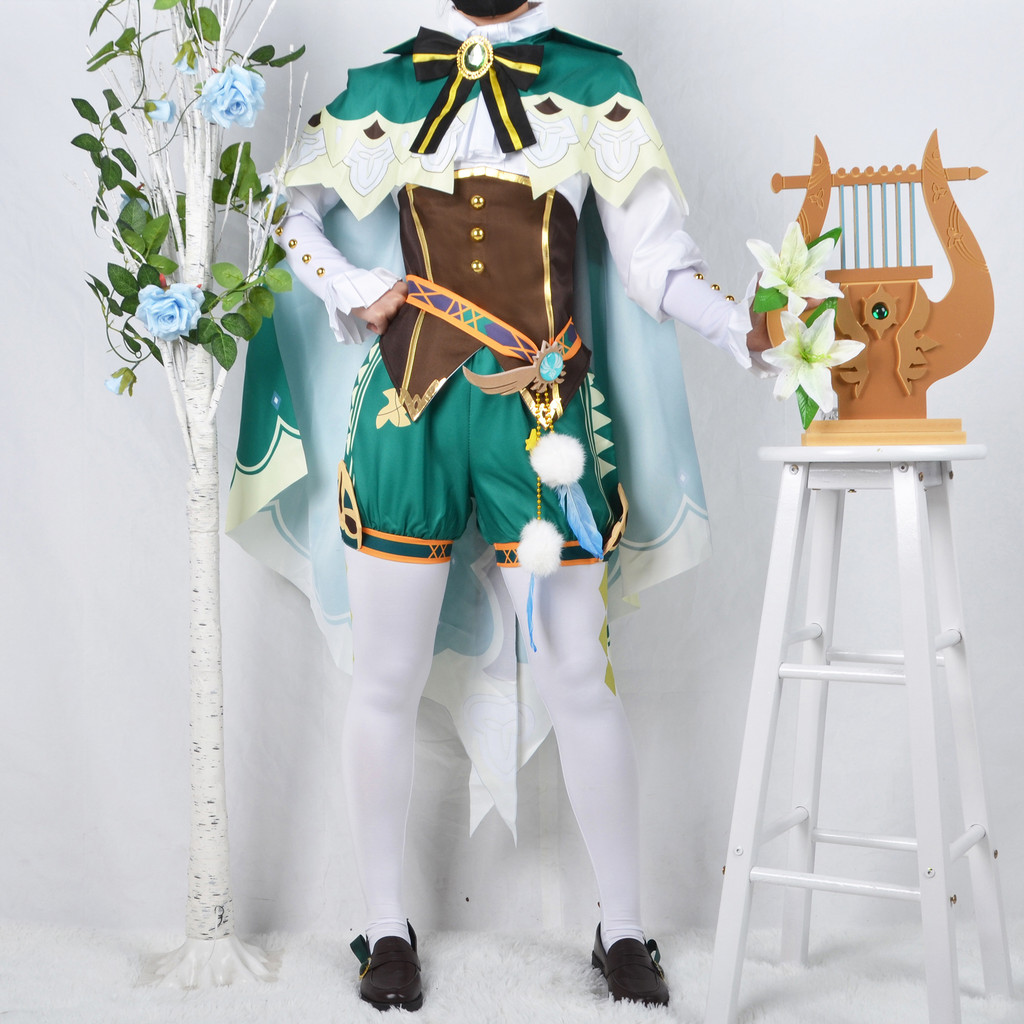 Venti Cosplay Costume Game Genshin Impact Cosplay Twenty Venti Shorts Wig Cloak Uniform Halloween