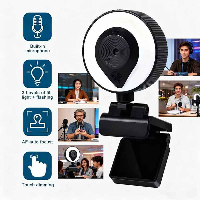 Portable Full HD 1080P 2K 4K Webcam PC Laptop Auto Focus Webcam Live Streaming Flexible with