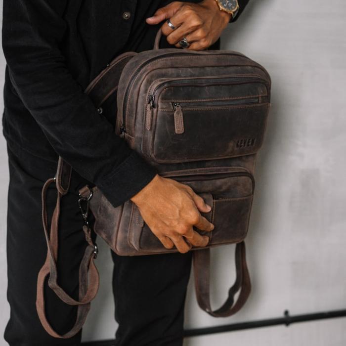 JTTOP" REVEN OSIRIS TAS RANSEL KULIT PRIA PREMIUM BACKPACK KERJA PUNGGUNG