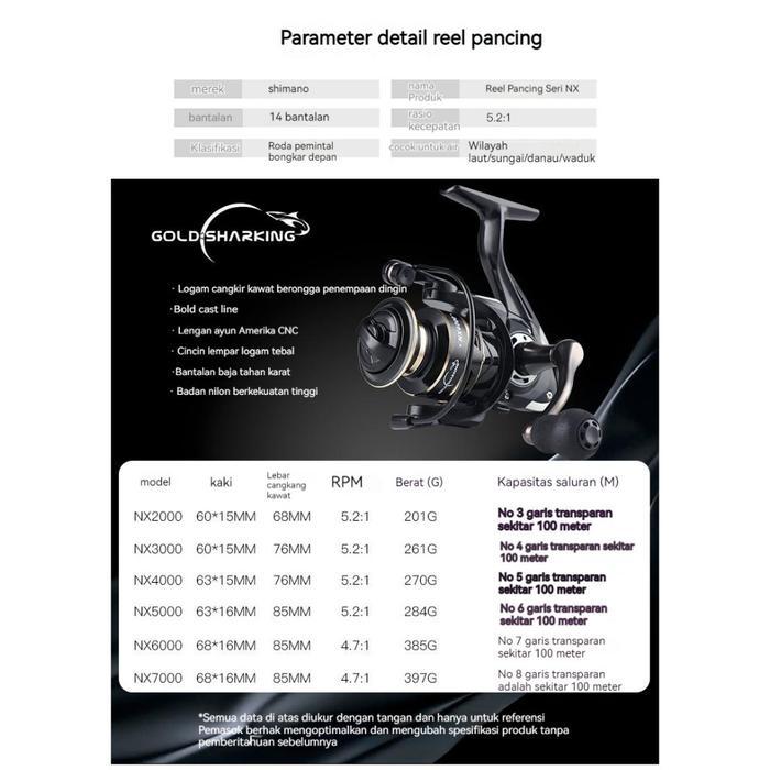 CORALOV Reel Pancing Metal NX2000-7000 Saltwater Reel Pancing Metal Body Handle Spool Reel Fishing