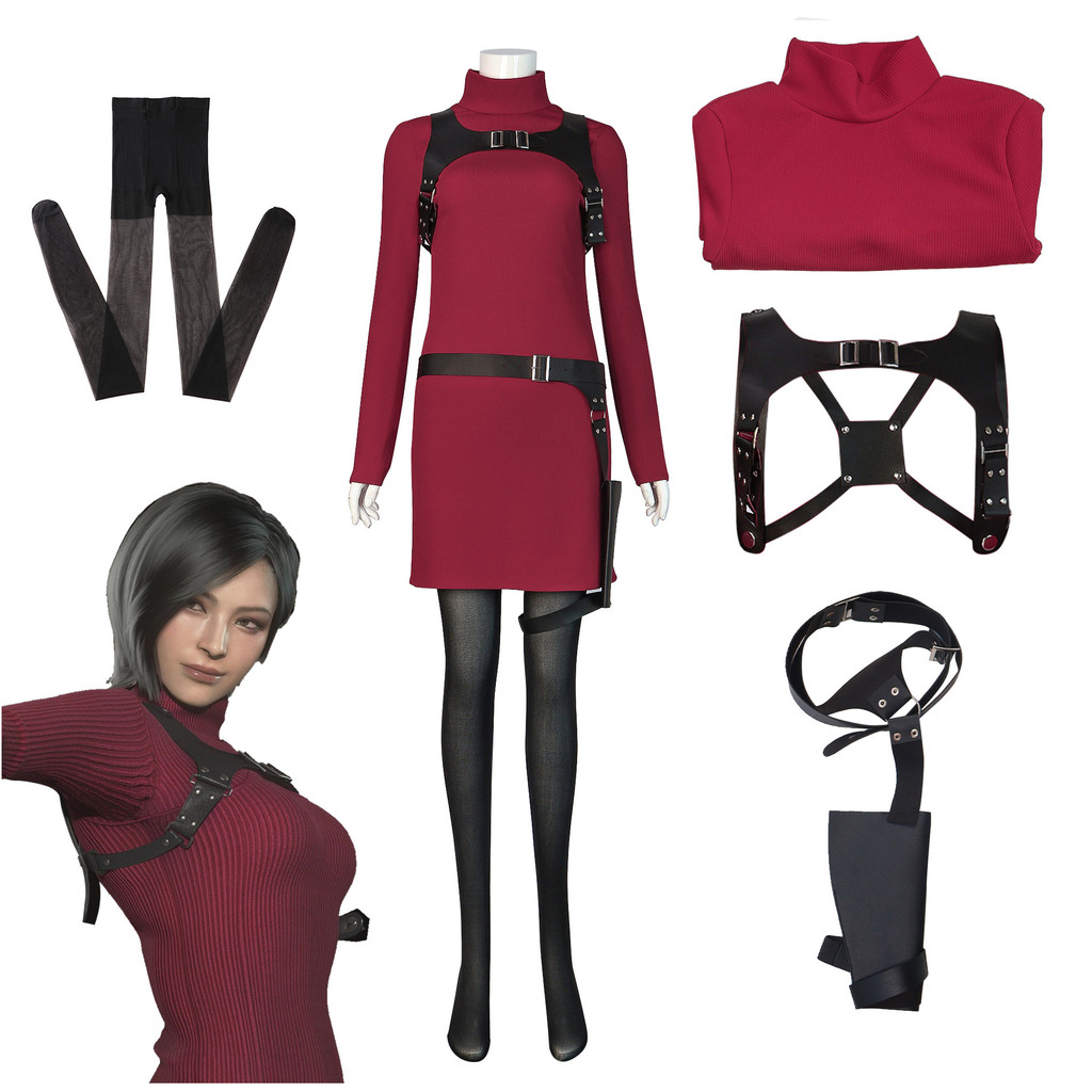 Female Rent 4 Ada Wong Cosplay Costume Dress Belt Outfits Fantasia Halloween Carnival Disguise Suit