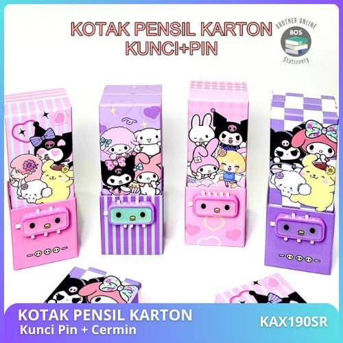 BOS Kotak Pensil Karton Berdiri Tingkat Pin/Cermin/Pencil Box/Wadah Pen Stationery/Kotak Pensil