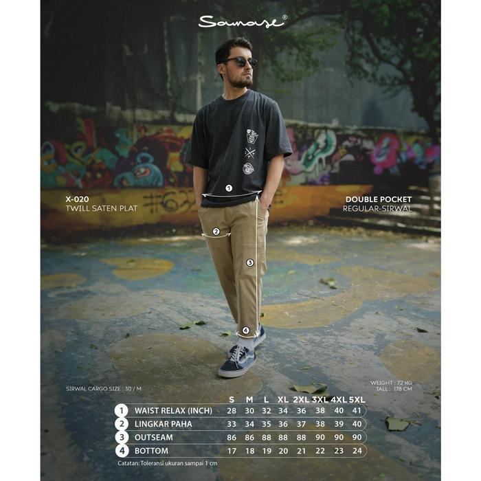 SAMASE X020 Sirwal Double Pocket Slimfit Twill Satenflat Sirwal Big Size