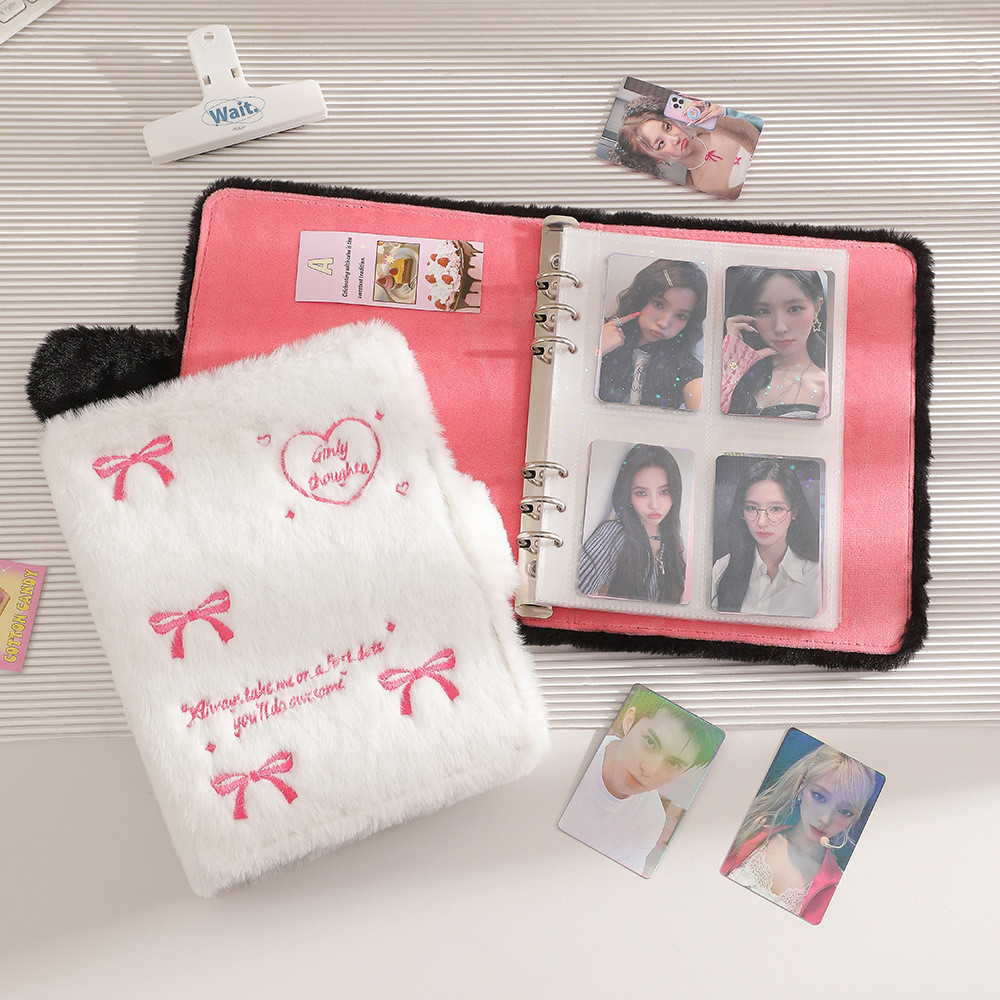 Korea Style A4/A5 Ins Binder Idols Photo Album Sleeves Embroidery Bowknot Photocard Holder