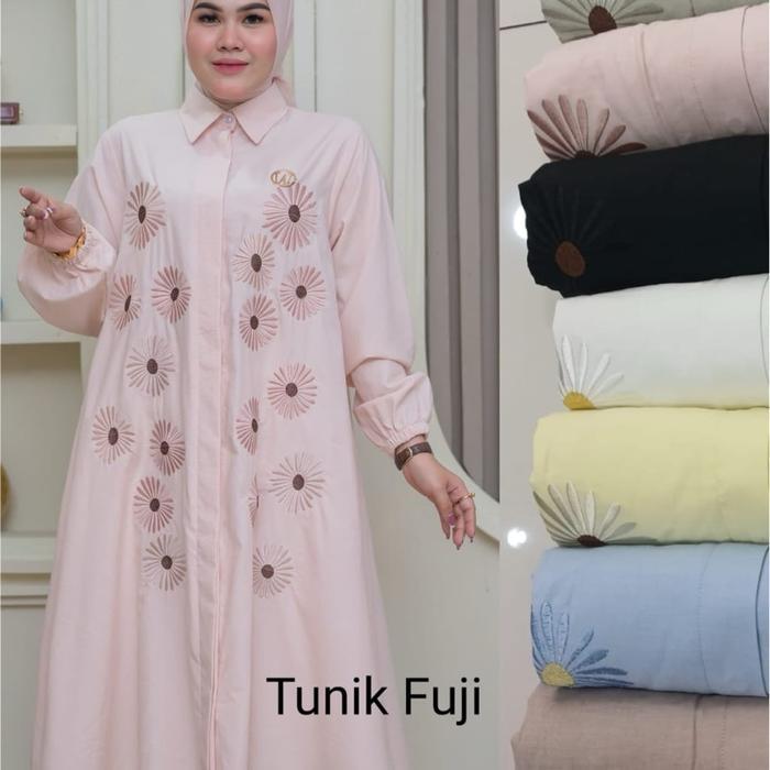 Long Tunik Fuji Motif Bordir Bunga Premium 02 Pasti Promo