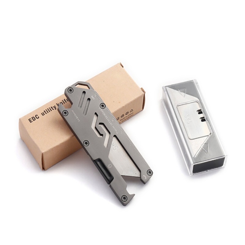 Stainless Steel Edc Folding Utility Knife Multi-Function Paper Cutter Manual Knife Opener Wrench For