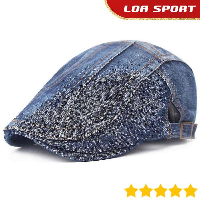 Topi Pet Gaya Seniman Pelukis Jeans Newsboy Cap Retro Vintage Style