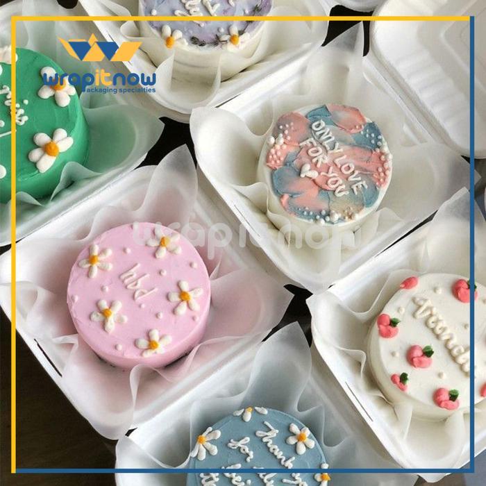 (20 Pcs) Bagasse Box Korean Cake Burger Coklat Packaging Kekinian Box 15X15X8.2 Pasti Promo