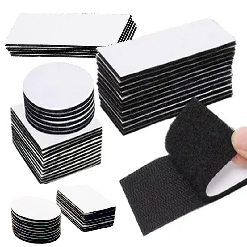 10/20Pairs Self-Adhesive Hook and Loop Fastener Tape Double-Sided Adhesive Tape Nylon Sticker With