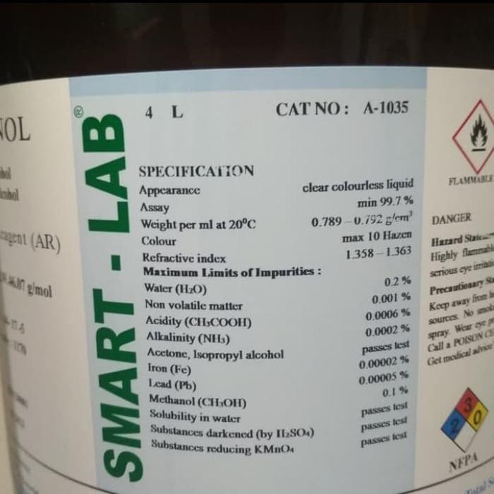 ETANOL ABSOLUT, ETHYL ALCOHOL 4L, C2H50H , SMART-LAB