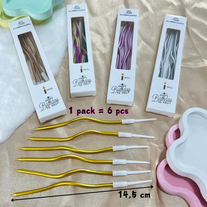 Lilin Spiral Ulang Tahun Wavy Curly Korean Birthday Candle Dekorasi Hiasan Lilin Ulang Tahun