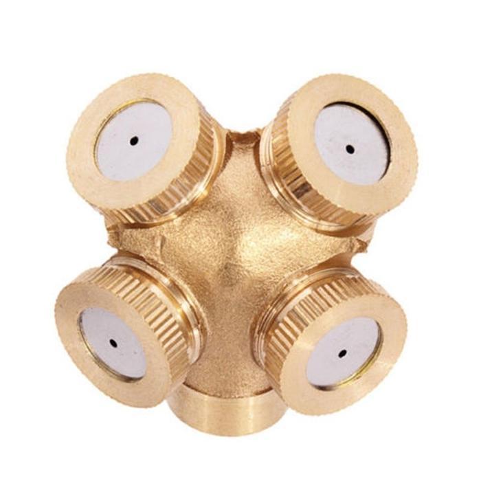 WHISM Sprinkler Spray Efek Kabut Nozzle Air Irigasi Tanaman Taman Brass 4 Holes Sambung Selang