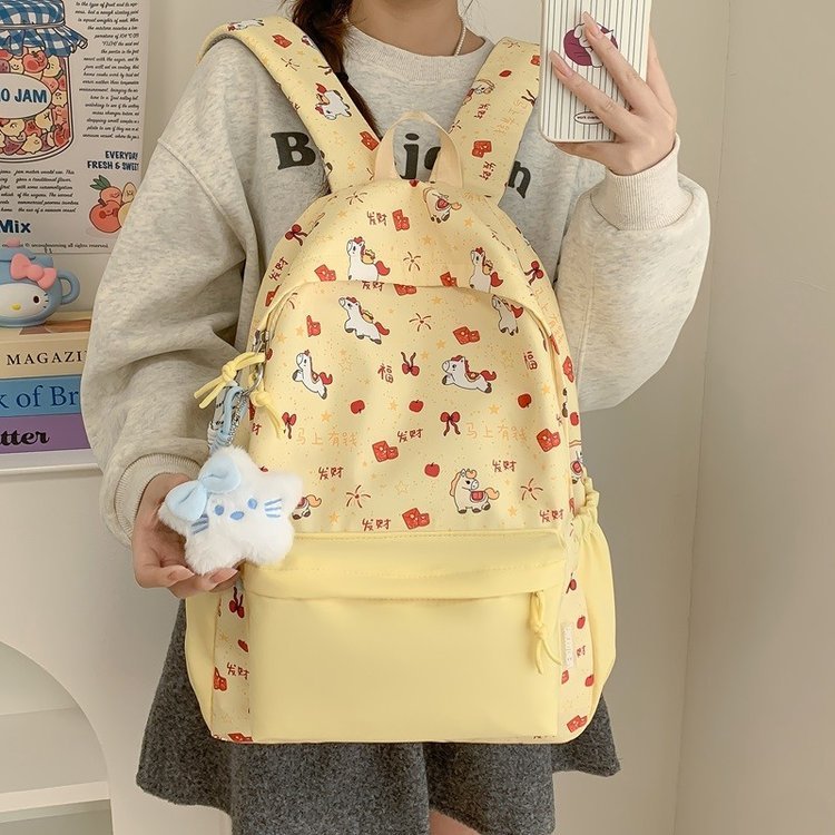 Cute Backpack Girls Fashion School Bag Large Capacity Student School Bag Portable Travel Storage Bag
