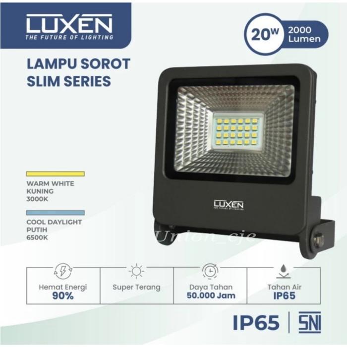 Lampu Sorot Taman Floodlight LED 20W IP65 Slim LED LUXEN