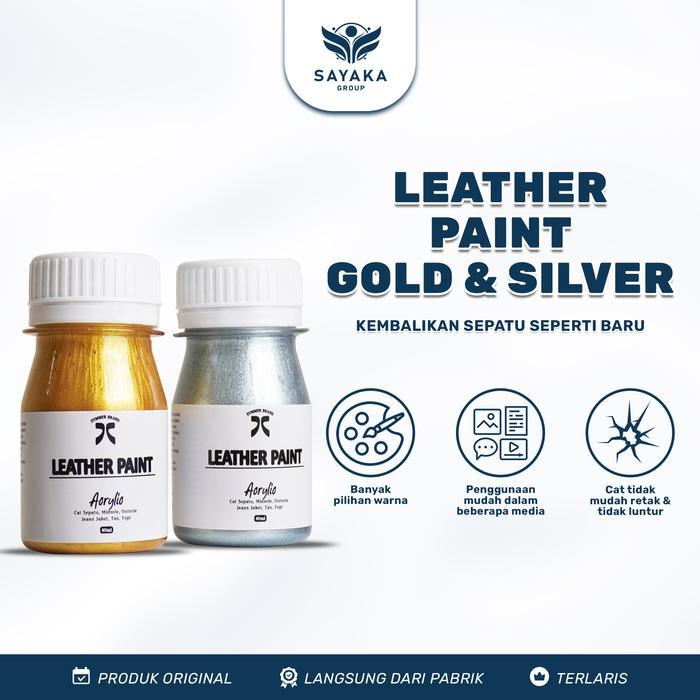 ASLI Cat Sepatu Tas Gold / Leather Paint / Cat Sepatu Kulit Canvas Suede Topi Jeans Painting Kanvas