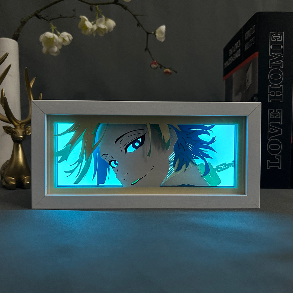 Paper Cut Anime Light Box Blue Lock Michael Kaiser for Bedroom Decoration Manga Shadow Box Desk