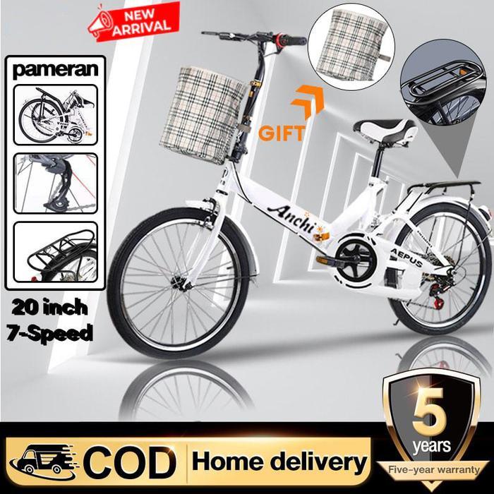 YUMMY Anchi Sepeda Lipat 20 Inch Roda Sepeda Dewasa 7 Kecepatan Power Assist Sepeda Anak Sepeda