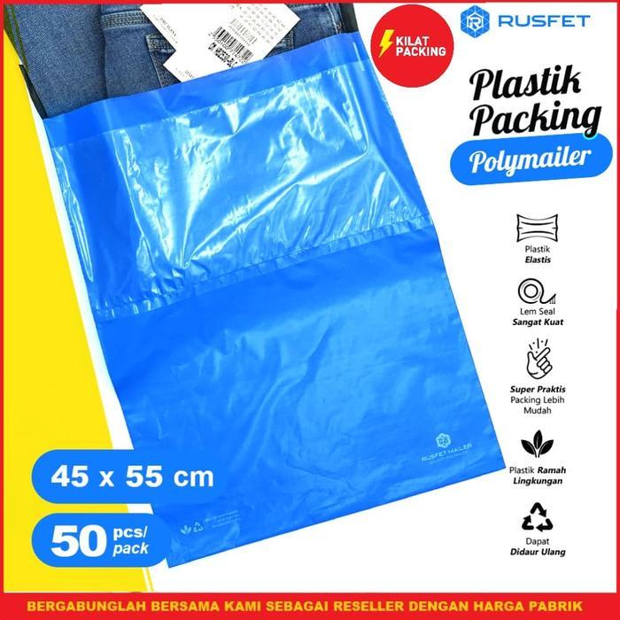 [45CM x 55CM] AMPLOP PLASTIK POLYMAILER - RUSFET-BLUE-SATUAN
