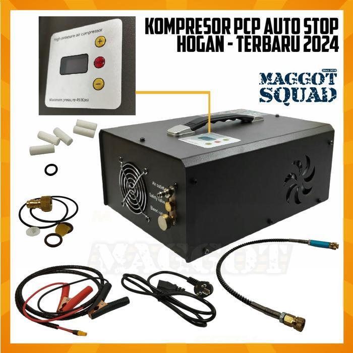 Kompresor PCP Elektrik Hogan 4500 PSI / 310 Bar Auto Stop Otomatis AC DC bisa pakai Aki Mobil dan Li