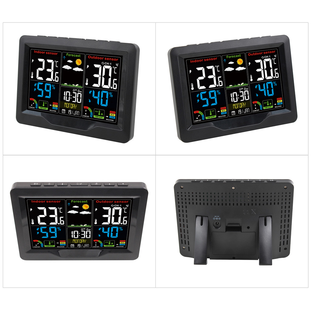 Weather Forecast Station Clock RF Indoor Outdoor Color Screen Clock with RF Transmitter Digital