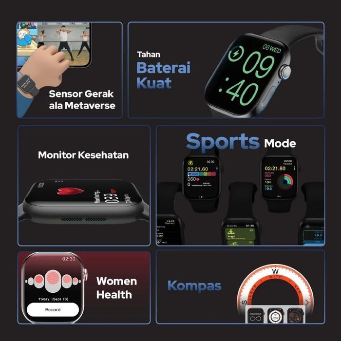 Smartwatch 10 Se Mini 38Mm Pria Wanita Jam Amoled Pemantauan Detak Jantung Oksigen Darah Pelacak