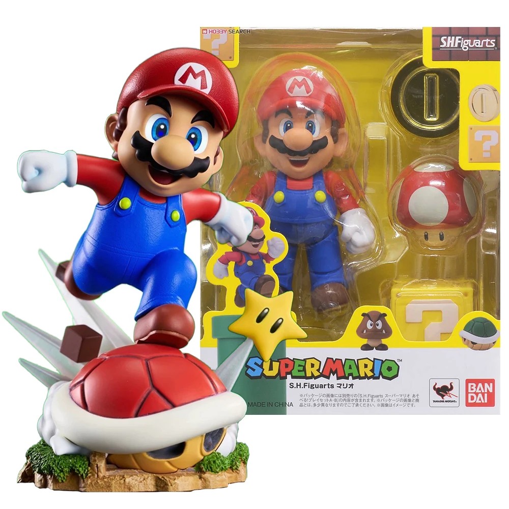 BANDAI 12CM Game Super Mario Toys Mario Run GK Figures Mario Bros Action Figures Scene Mario PVC