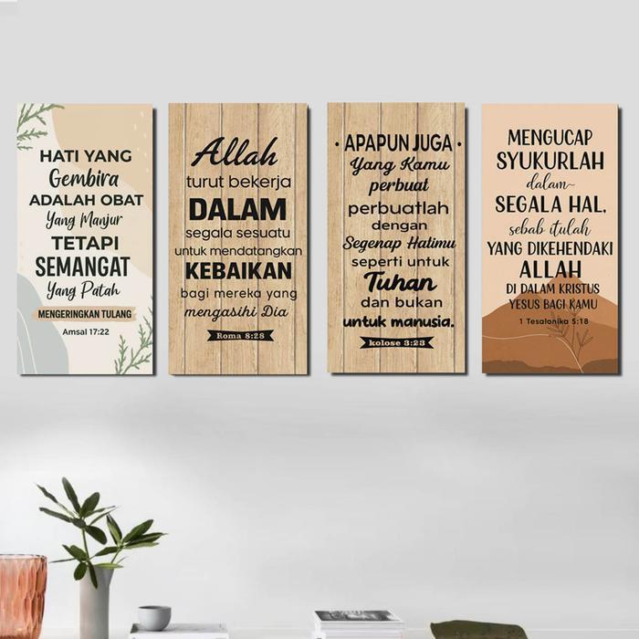 4 Hiasan dinding ayat alkitab Walldecor kristen Pajangan dinding