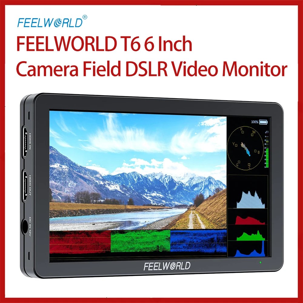 JUAL  FEELWORLD T6 6-Inch Camera Field Video Monitor Aluminium Housing 4K HDMI 1920x1080 IPS Monitor