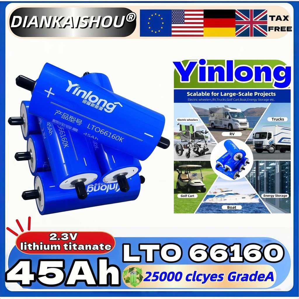 2.3V 45Ah EU inventory of Yinlong new A-grade lithium titanate LTO battery 10C electric ship solar