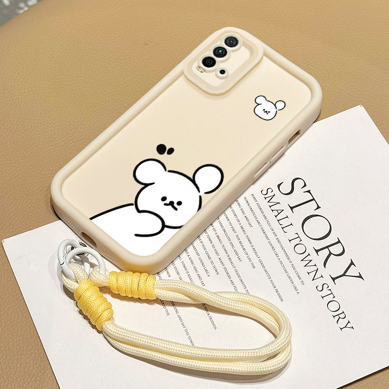 Casing Hp untuk Xiaomi Redmi 9T 9 Power Case Casing HP Softcase Soft Shell dengan Tali Silikon Kasin