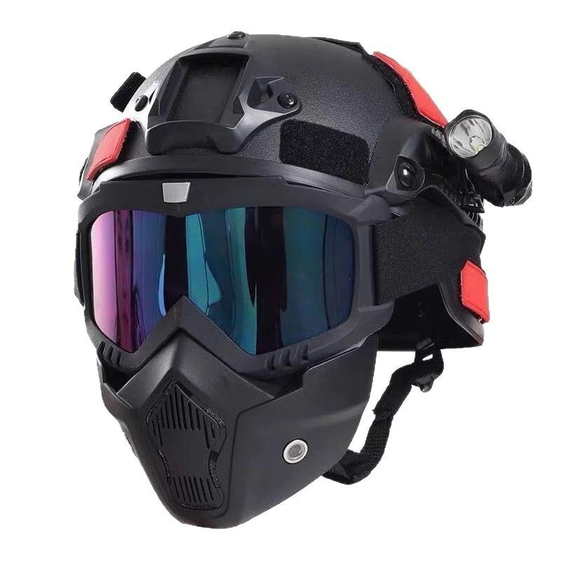 Tactical Military Helmet Set - Full Face Combat Helmet with Mask & Goggles, Durable for Airsoft,