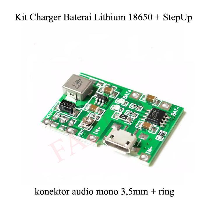 "New" Kit Modul Charger plus Stepup Baterai Lithium 18650 Stepup Dc