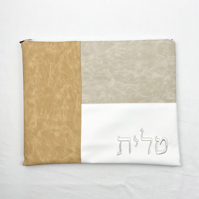 Tallit Bag For Jewish Judaical Prayer Shawl Zippered Embroidered Faux Leather Quality PU Leather &