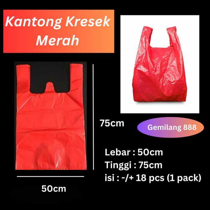 Kantong Kresek merah uk 50, kresek jumbo, kantong merah besar